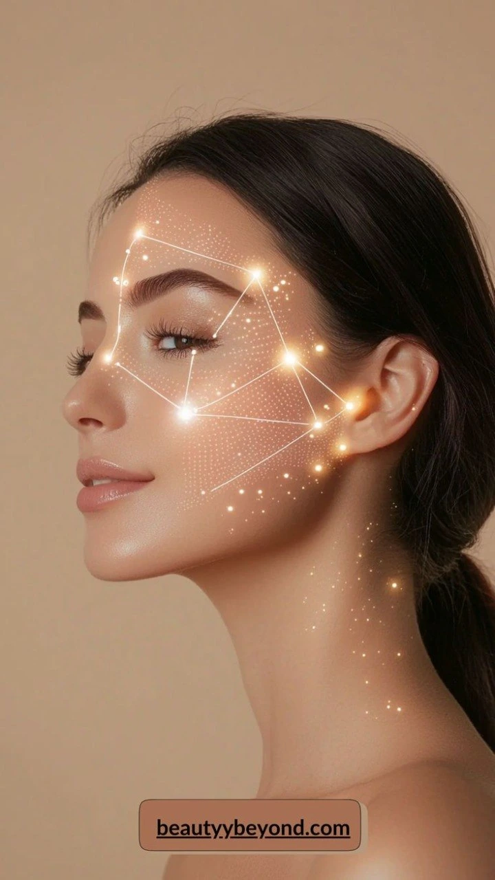 Woman with lifted, contoured facial profile