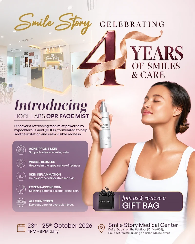 Celebrating 4 years of Smile Story: HOCL Labs CPR Face Mist launch with a gift bag, 23 to 25 October 2026, 4 PM to 8 PM daily, Saud Al Qasimi Building, Deira
